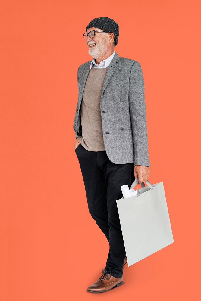 Businessman Design Blueprint Bag Portrait Concept