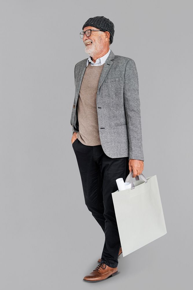 Businessman Design Blueprint Bag Portrait Concept