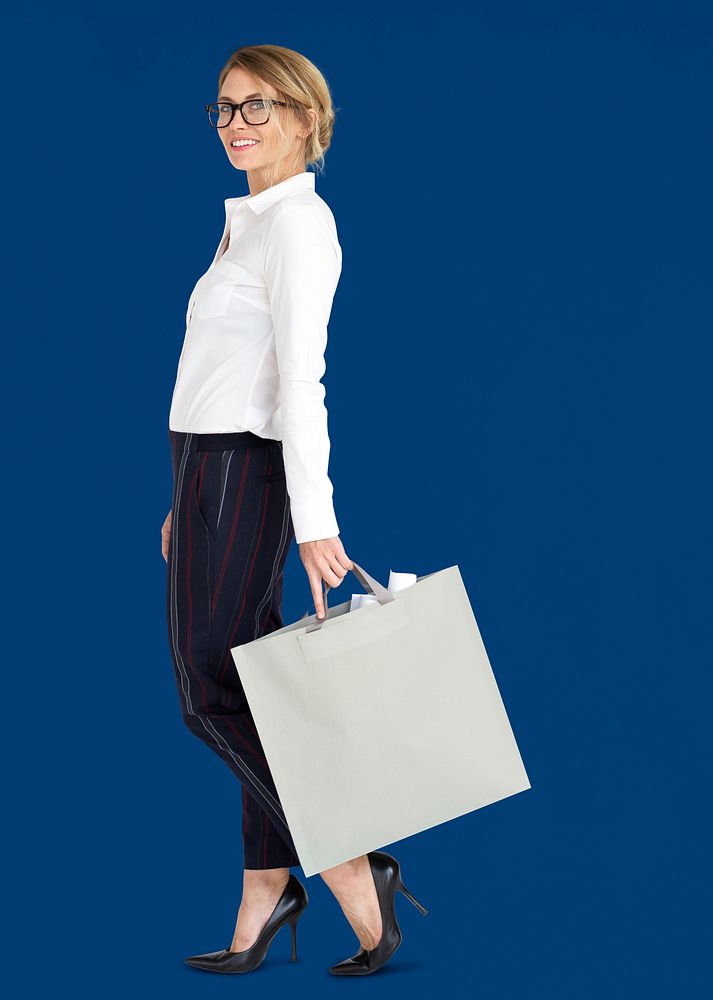 Businesswoman Design Blueprint Bag Portrait Concept