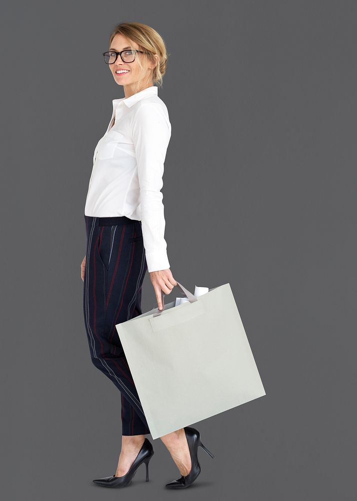 Businesswoman Design Blueprint Bag Portrait Concept