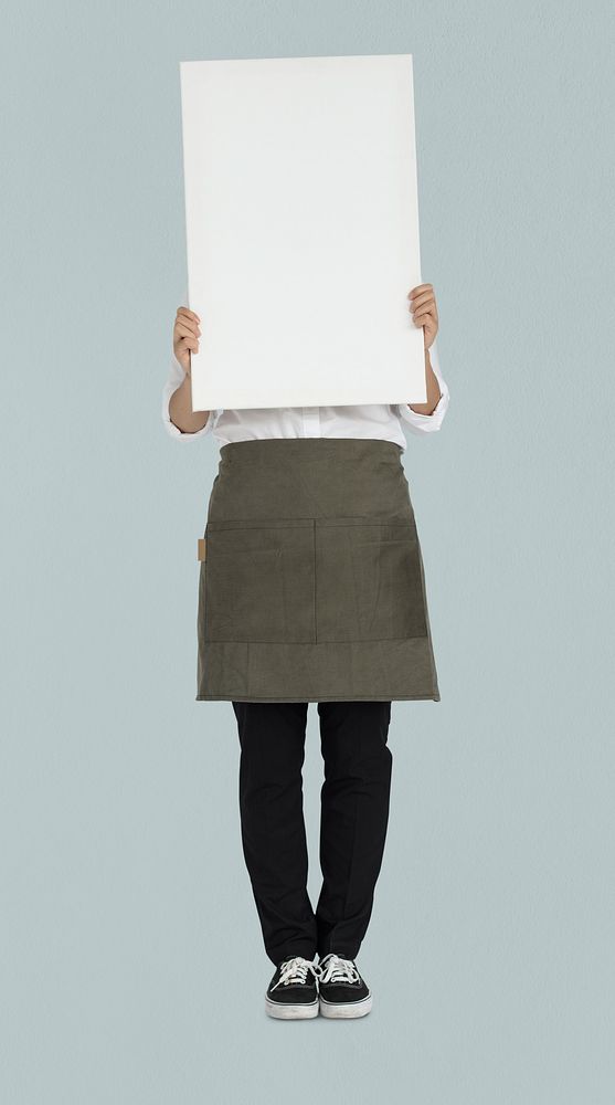 Woman Holding Banner Copy Space Portrait Concept