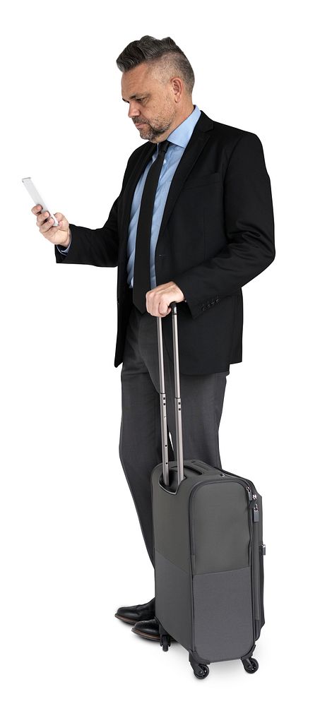 Caucasian Business Man Travel Luggage