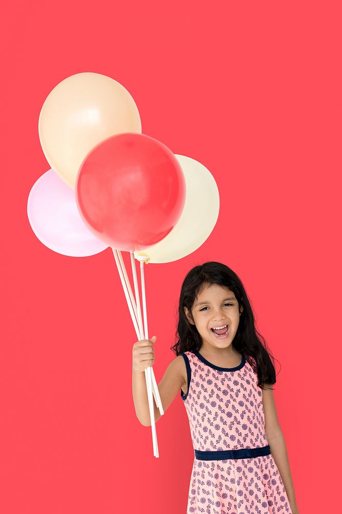 Little Girl Happy Holding Balloon