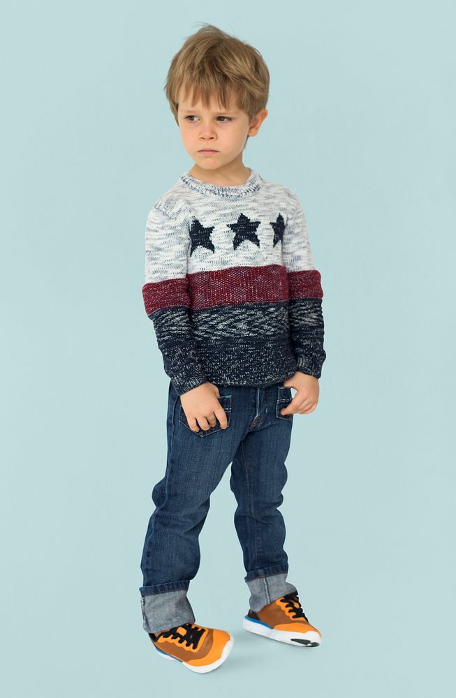 Caucasian Little Boy Cool Candid Studio