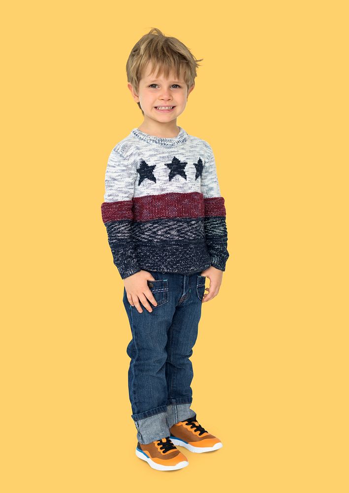 Caucasian Little Boy Standing Smiling