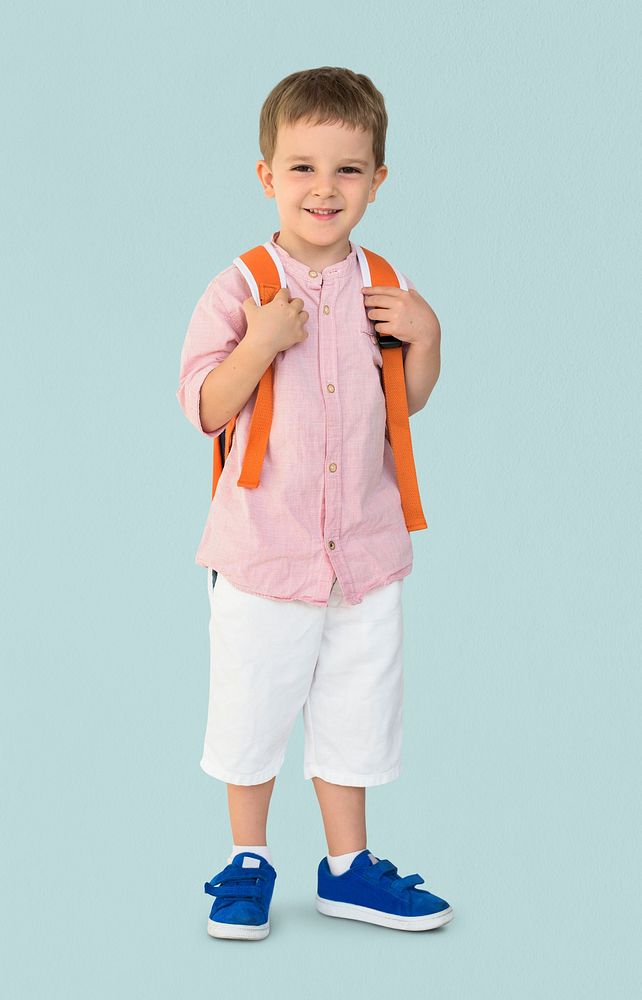 Caucasian Little Boy Smile Backpack