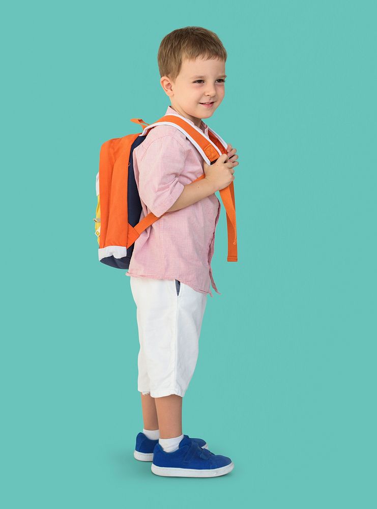 Caucasian Little Boy Smile Backpack