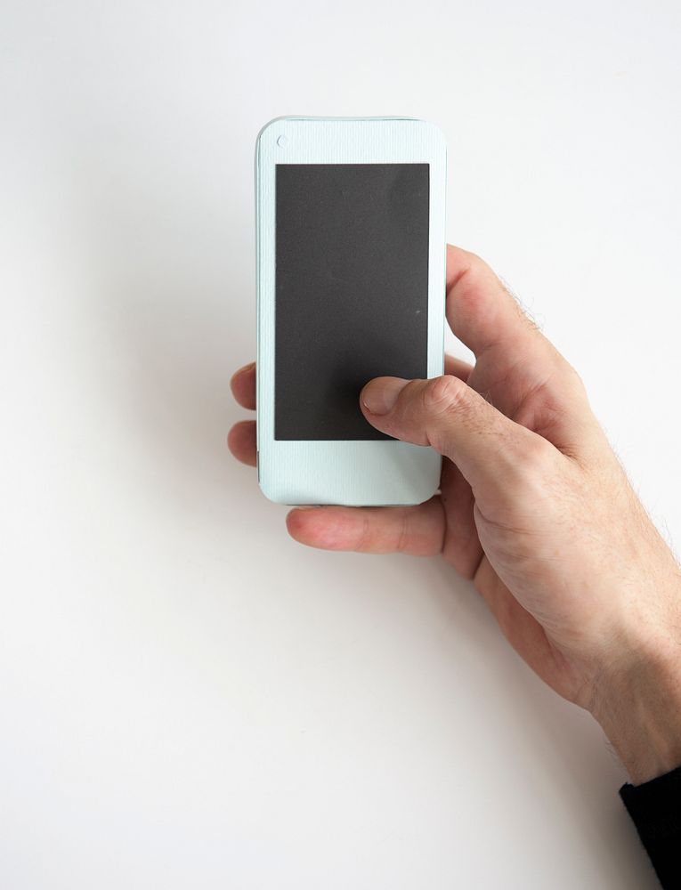 Hand Holding Smartphone White Background