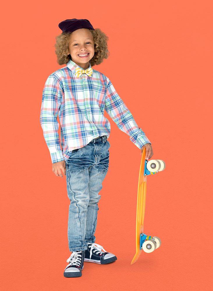 Young Boy Skateboarder Smile Hipster