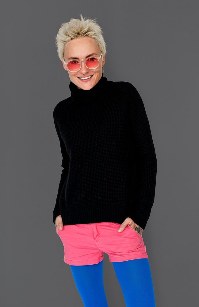 Trendy Woman with Sunglasses Smiling