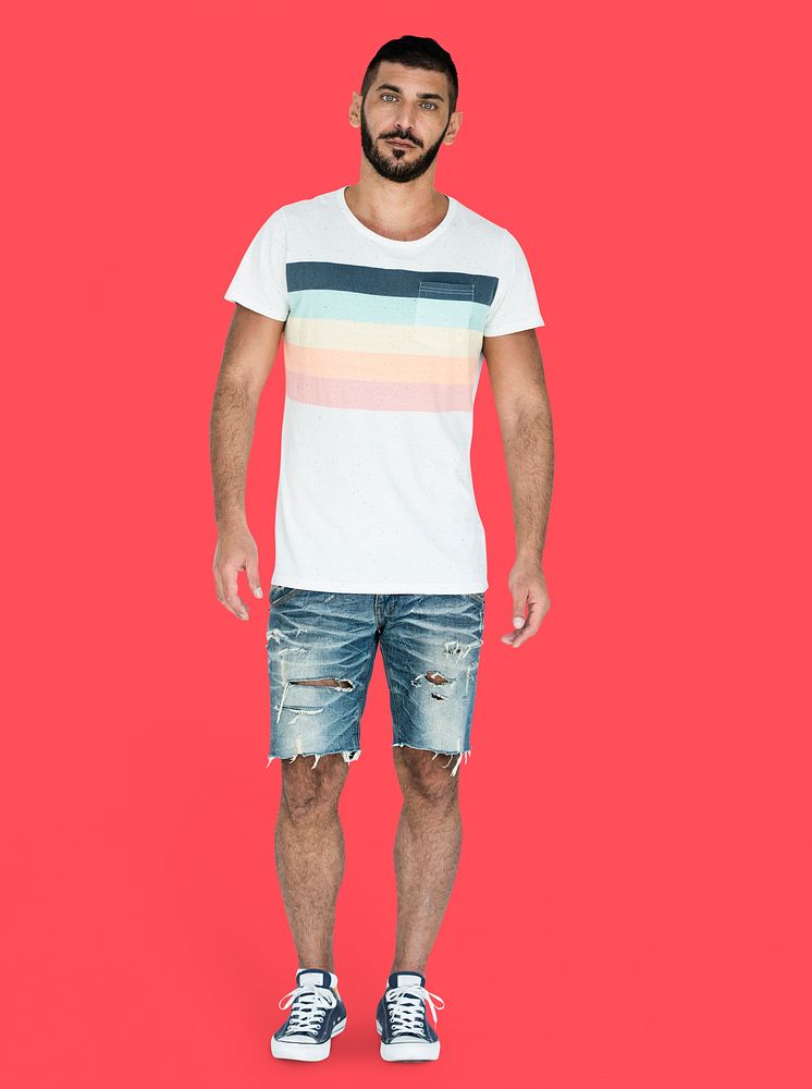 Casual man is standing in a studio shoot