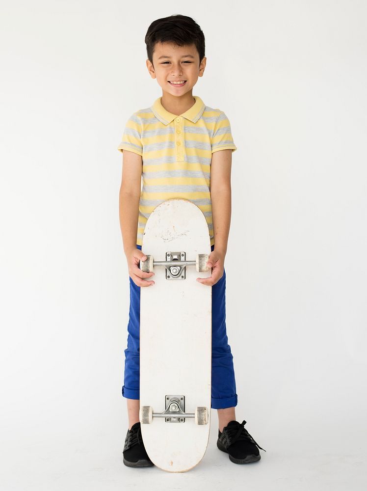 Boy Playing Skateboard Sport Activity