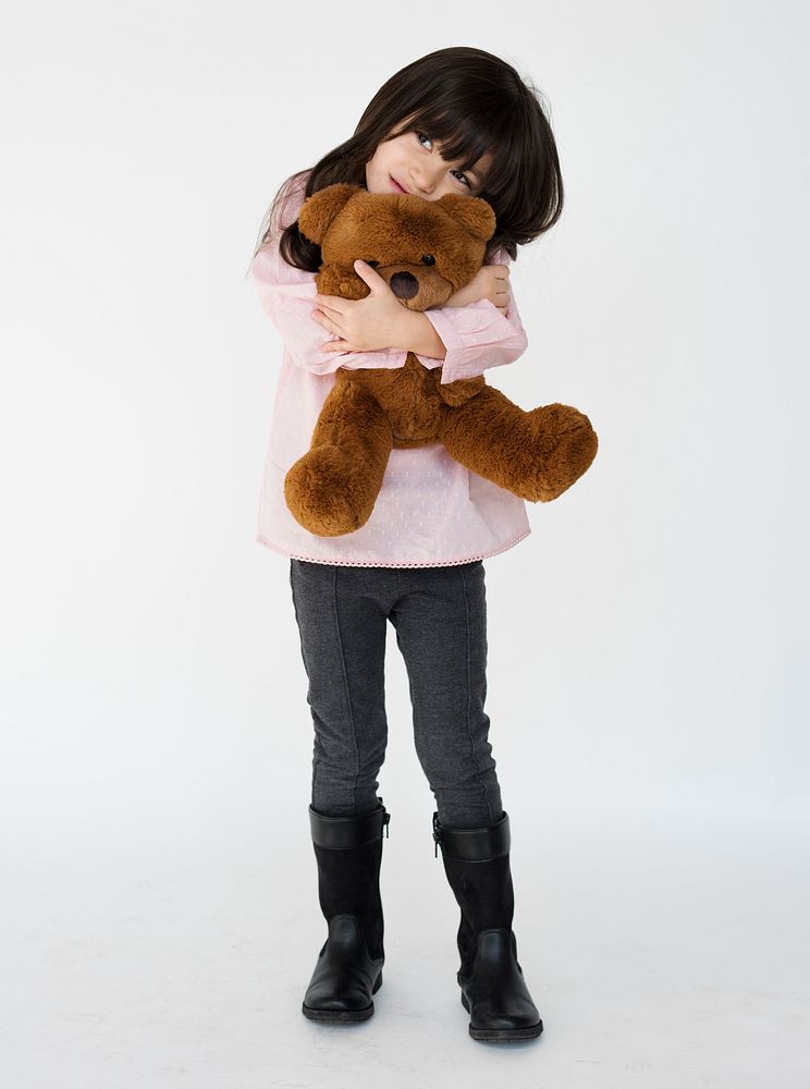 Girl Hug Teddy Bear Fluffy Cute