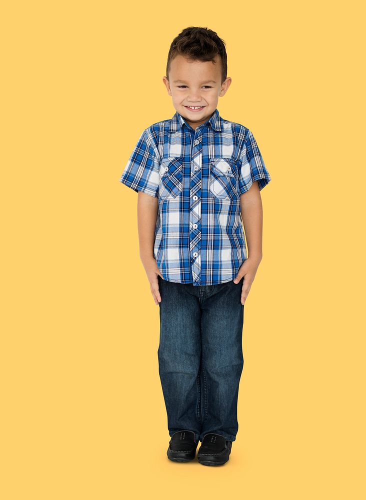 Little Boy Standing Smiling Happy