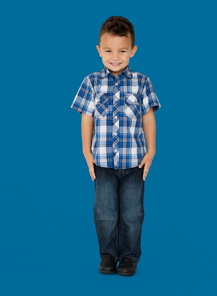 Little Boy Standing Smiling Happy