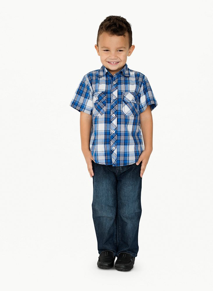 Little Boy Standing Smiling Happy