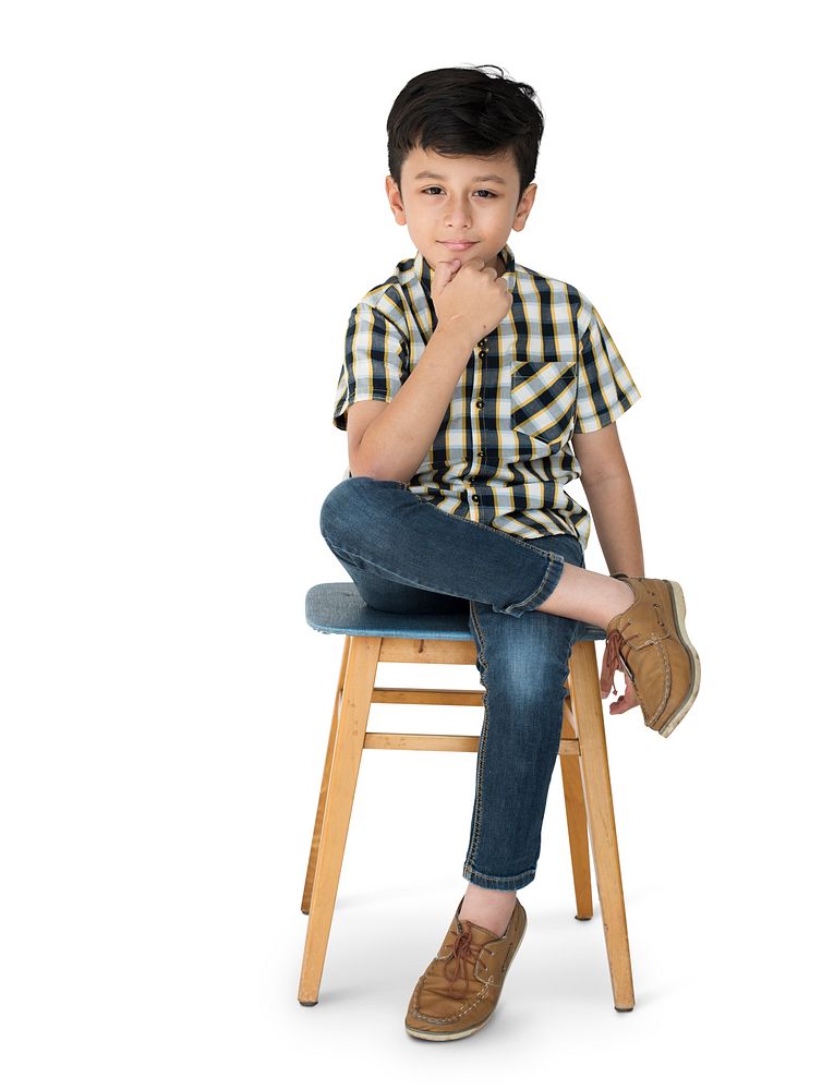 Little Boy Sitting Hand Gesture