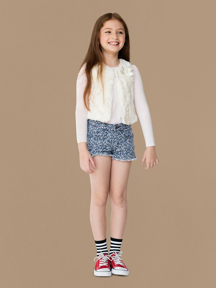 Young girl cheerful smile full body portrait