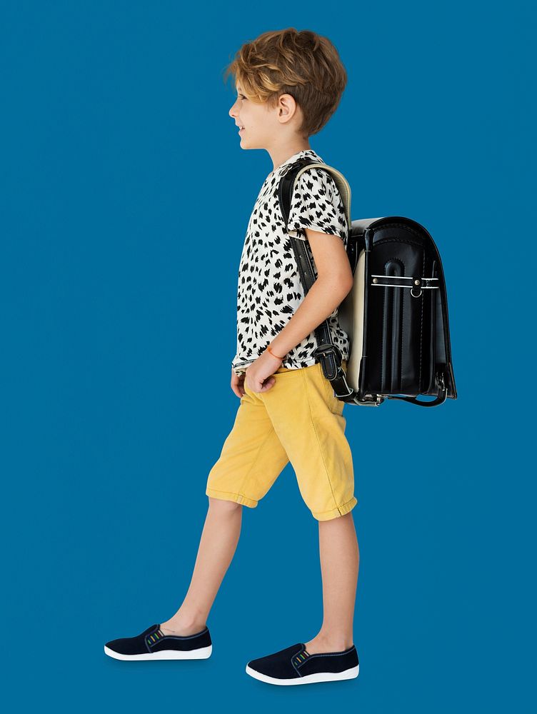 Boy with a school backpack