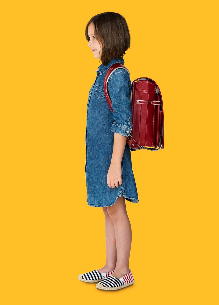 A girl with a backpack