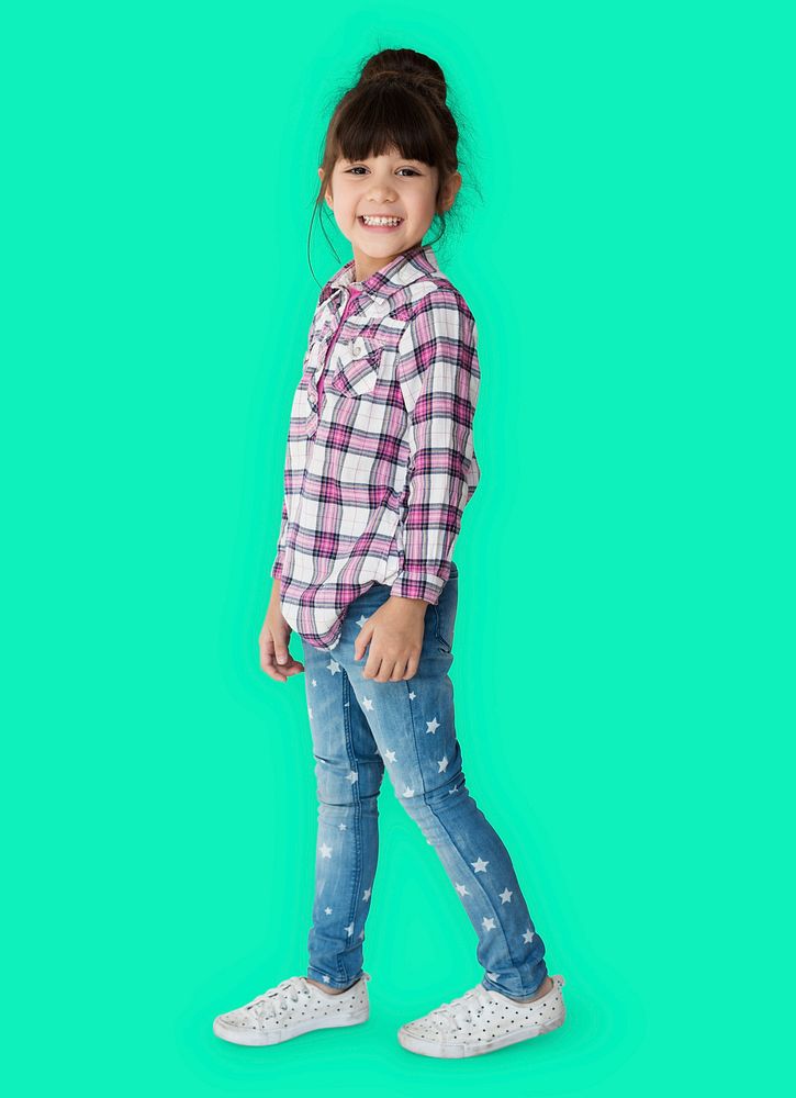 Young asian girl smiling full body portrait