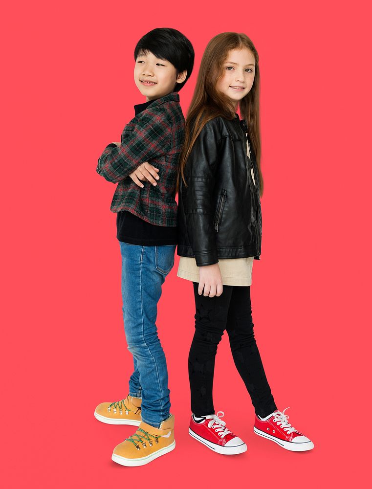 Boy and girl are posing on a shoot