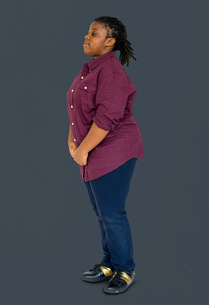 Young Adult Woman Side Stand Studio Portrait
