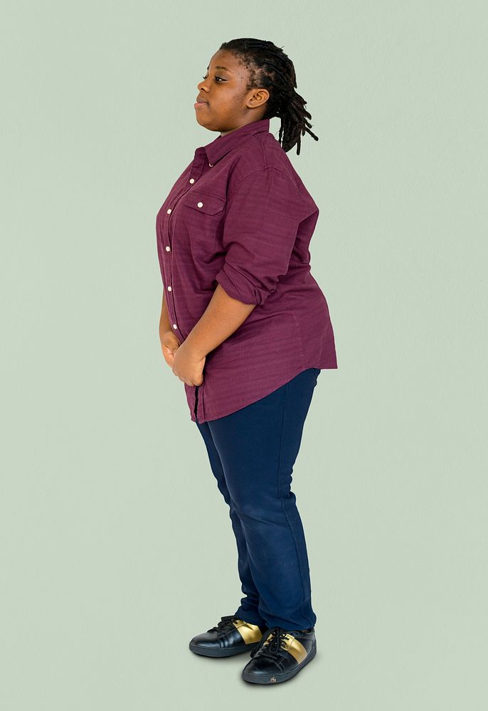 Young Adult Woman Side Stand Studio Portrait