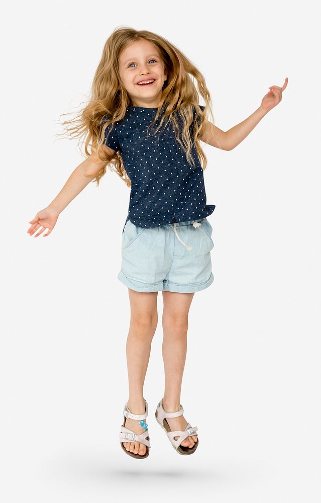 Young girl jumping with joy