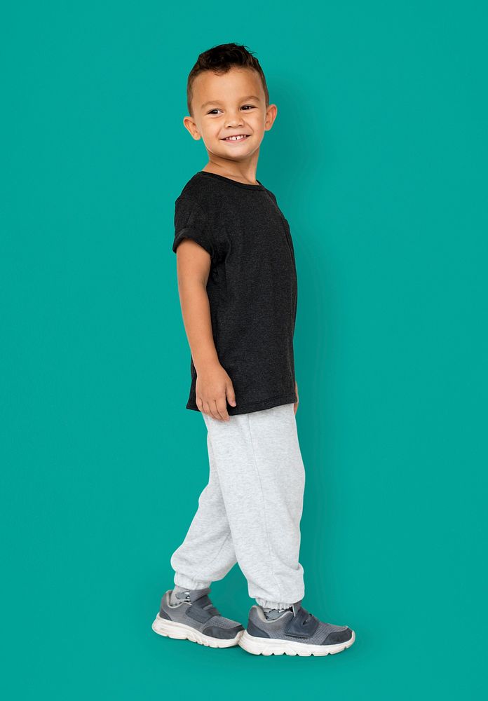 Little Boy Gesture Face Smile Expression Studio Portrait