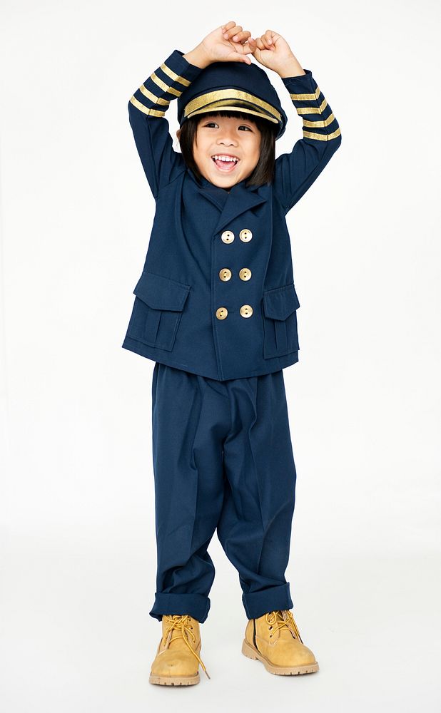Schoolboy with pilot uniform for dream occupation
