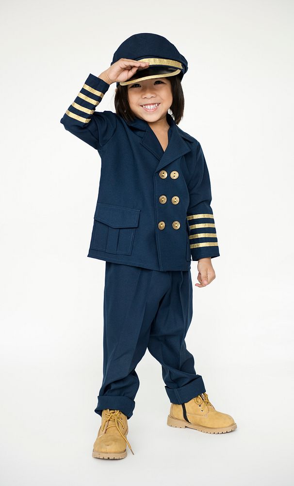 Schoolboy with pilot uniform for dream occupation