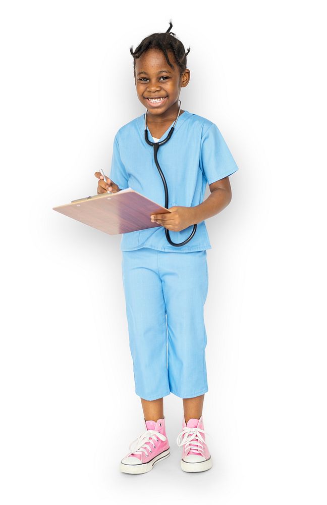 Little girl with doctor dream job smiling