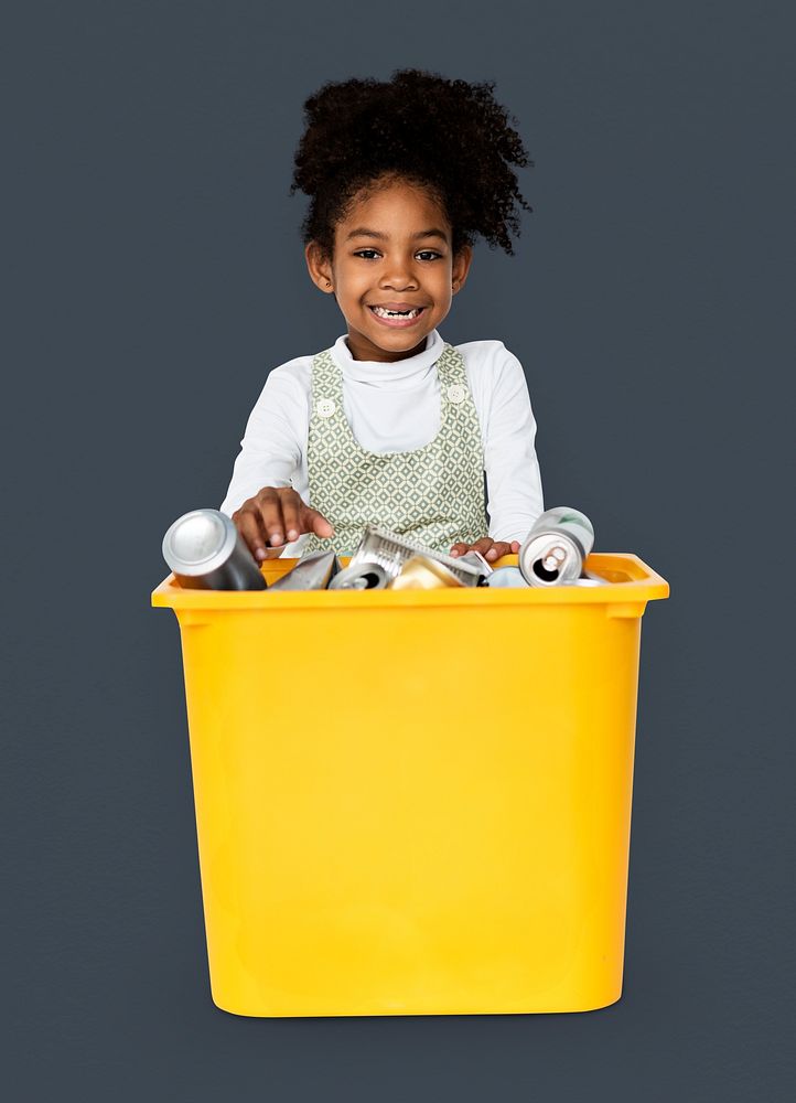 African Descent Girl holding Plastic Container