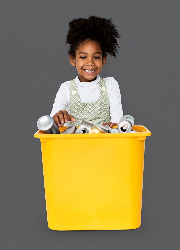 African Descent Girl holding Plastic Container
