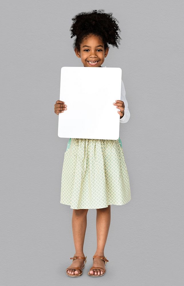 African Descent Girl holding Placard