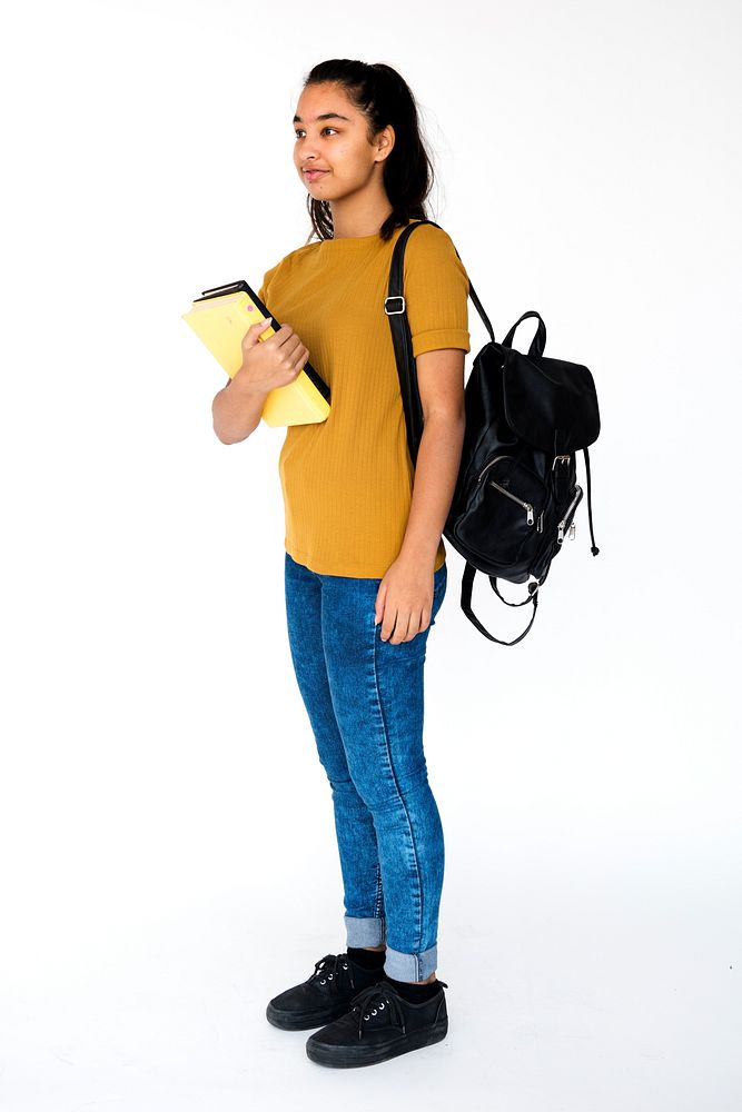A Girl Student with Backpack