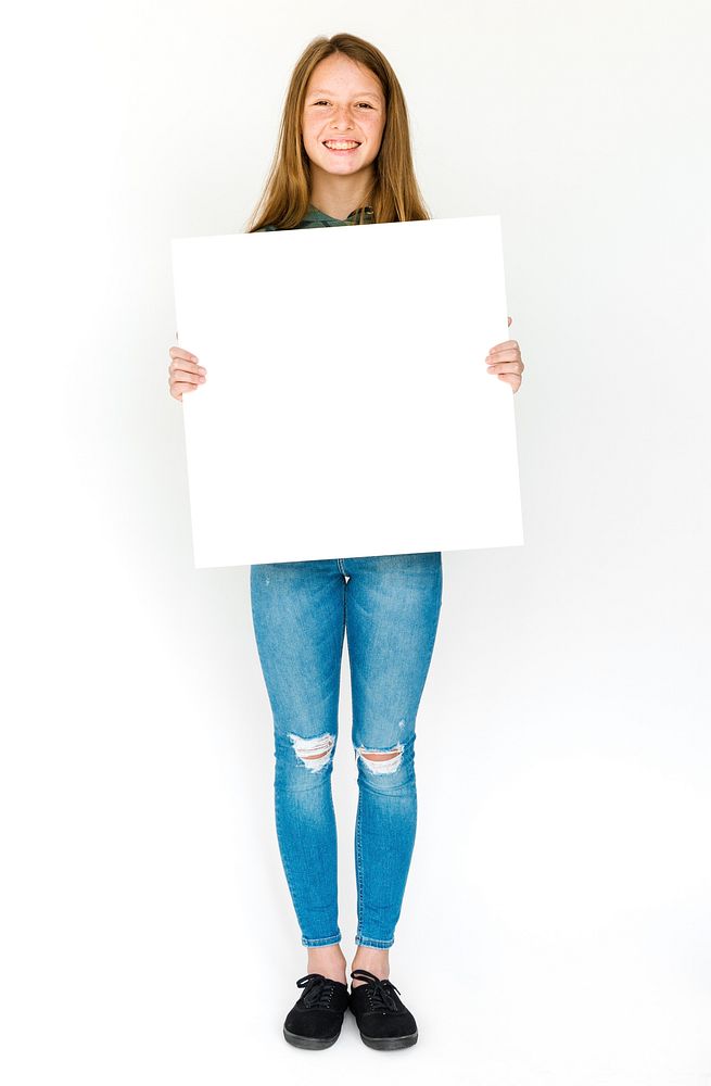 A Girl is holding Placard