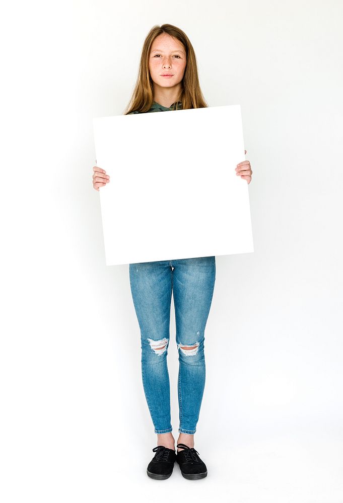 A Girl is holding Placard
