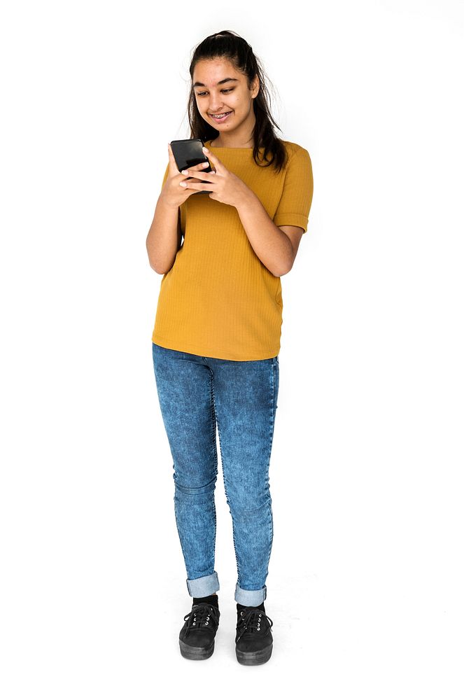 A Teenager Girl With Smartphone