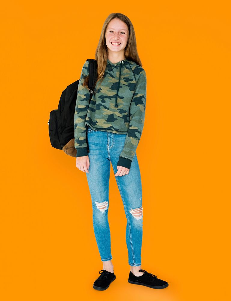 Student girl casual standing with smiling