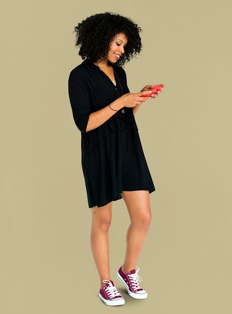 African descent woman using phone