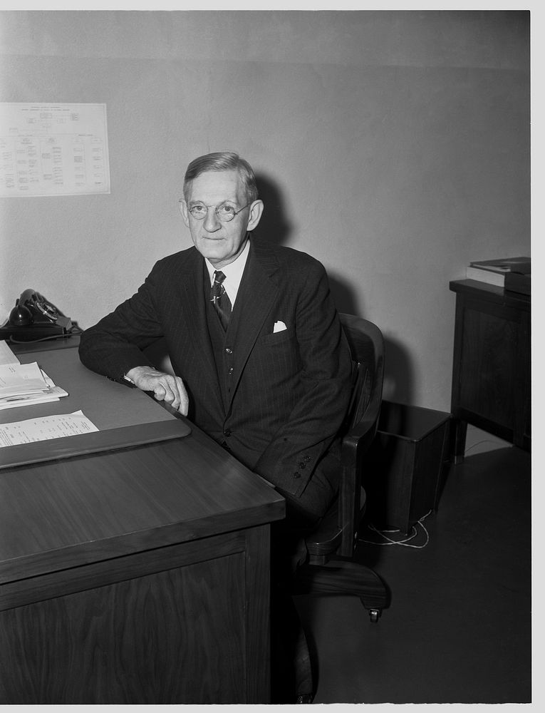 E.A. Brand, consultant, leather unit, Production Division. Sourced from the Library of Congress.