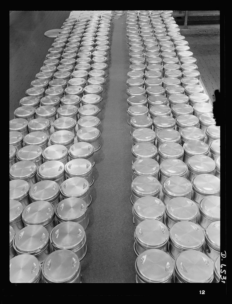 Production. Pratt and Whitney airplane engines. Pistons, complete with rings, are lined up for assembly in Pratt and Whitney…