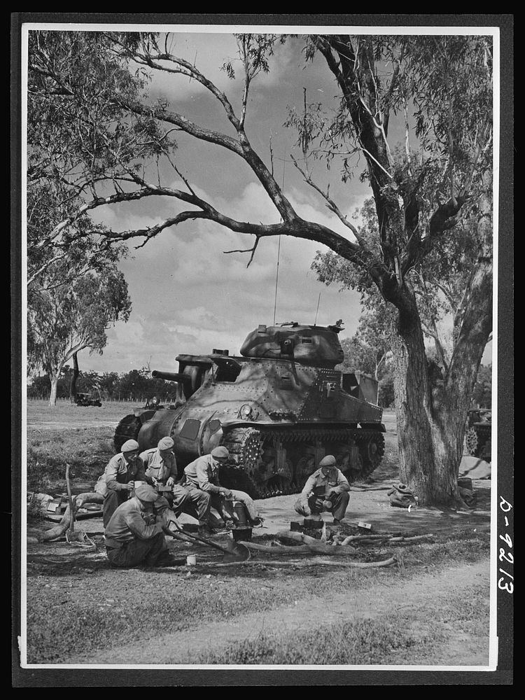 Australia in the war. Months of training under field conditions contribute to the building up of Australia's armored forces.…