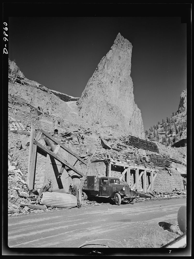 Production. Lead. Salvaging scrap iron from an abandoned silver mine near Creede, Colorado where old lead mines have been…