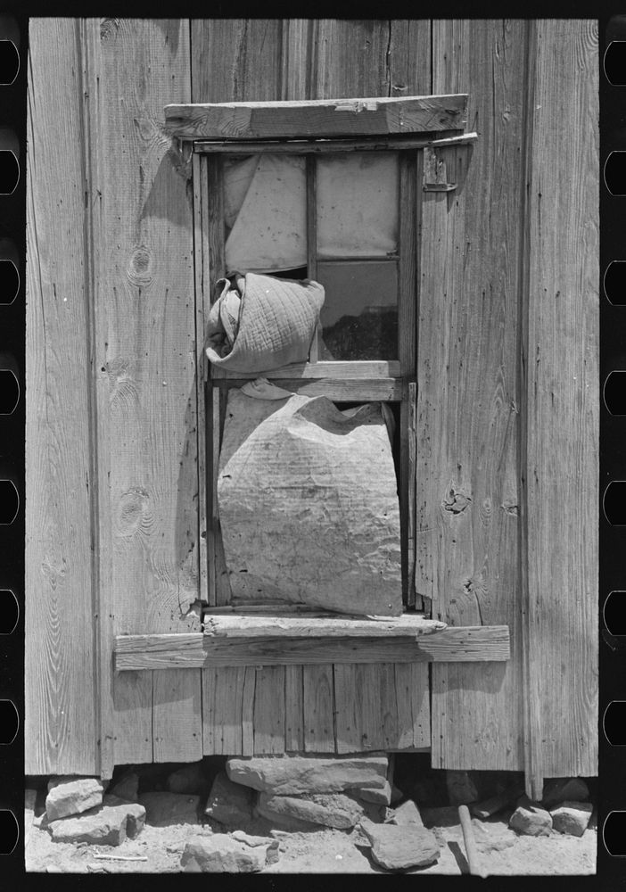 Detail of construction of window in white farmer's house, McIntosh County, Oklahoma by Russell Lee