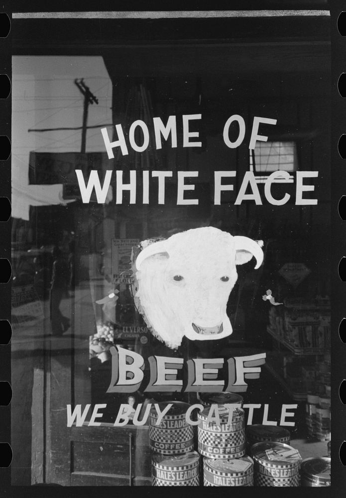 Sign on window of store, Muskogee, Oklahoma by Russell Lee