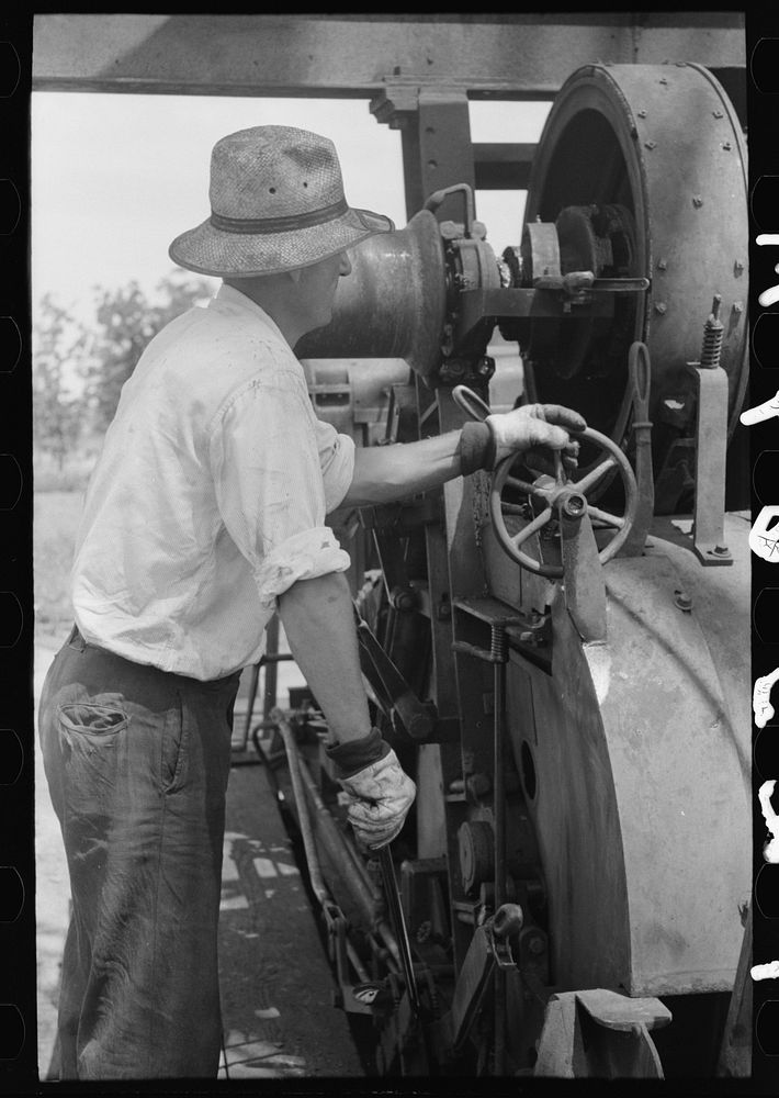 [Untitled photo, possibly related to: Cable tool driller, Seminole oil field, Oklahoma] by Russell Lee