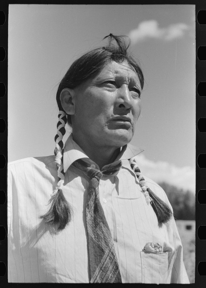Jerry, famous Taos Indian, artist's model and fisherman, Taos, New Mexico by Russell Lee
